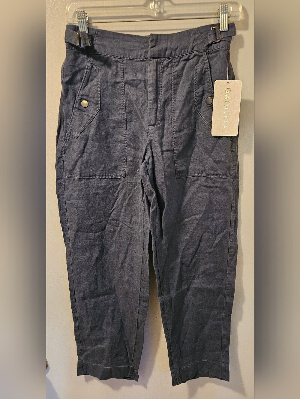 Athleta Voyager Linen Pants Blue Women's Size 0P NWT